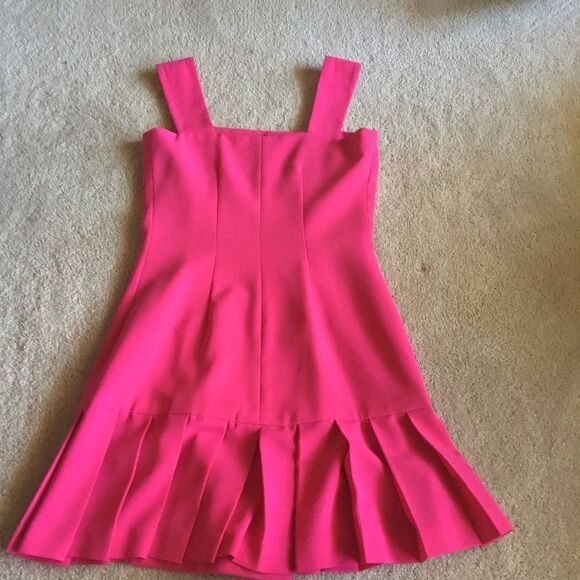 Fabulous Rare Vintage 80s Cache’ Button Detail Hot Pink Dress - Picture 4 of 7